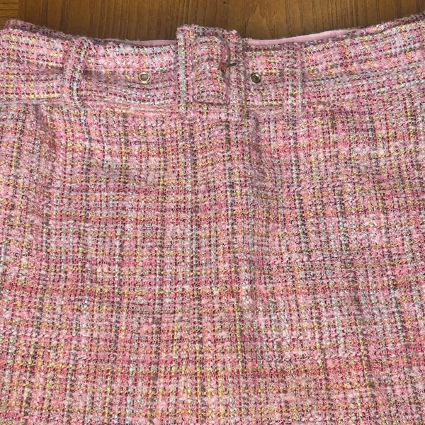 Lovers‎ + Friends REVOLVE Amira Notched Front Tweed Mini Skirt Belt Pink Size XS - Image 8