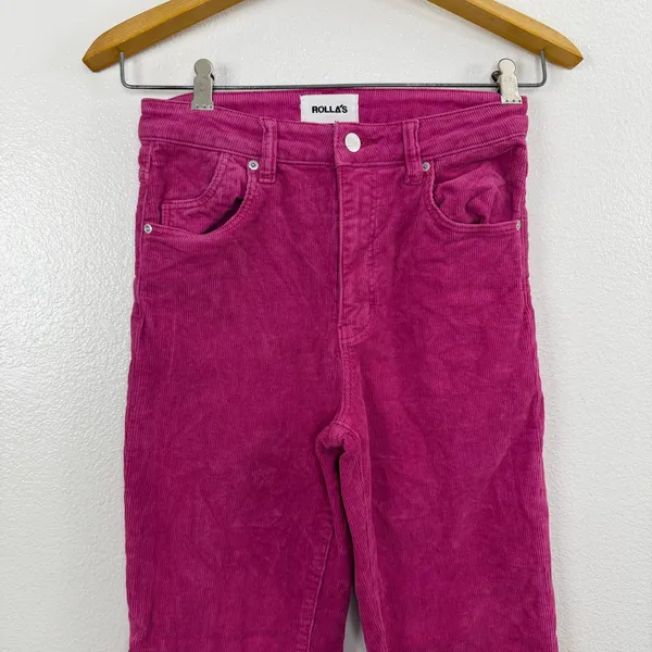 Rollas Original Straight Leg Pants Womens 26 Pink High Rise Corduroy 26x28 - Image 2
