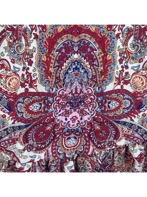 Bohemian Paisley Print Maxi Skirt With Ruffle Hem Elastic Waist Large 100% Polye - Image 6