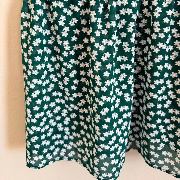 Green Floral Smocked Midi Dress Women Medium Prairie Cottagecore Dainty Granola‎ - Image 8