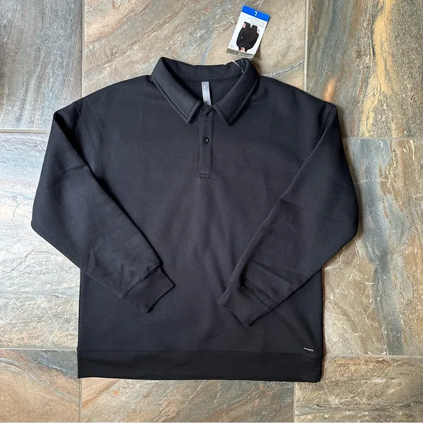 Mondetta Collared Fleece Pullover Top NWT Women's Size Large Black - Image 10