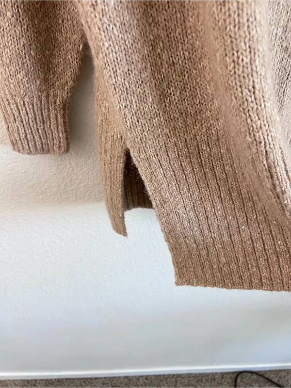Madewell Women's Baxter Tan Cream Tunic Sweater Alpaca‎ Blend Long Sleeve - Image 4