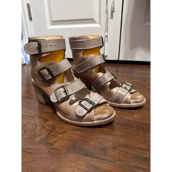 Freebird Quail Leather Snakeskin Gladiator Heels Boho Western Cowgirl Festival - Image 2