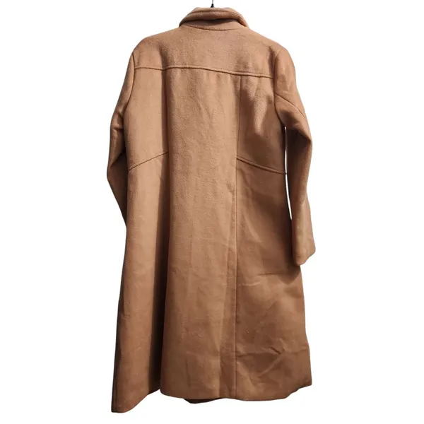 Elegant Double-Breasted Long Wool Blend Camel Coat Winter Outerwear‎ Size L - Image 2
