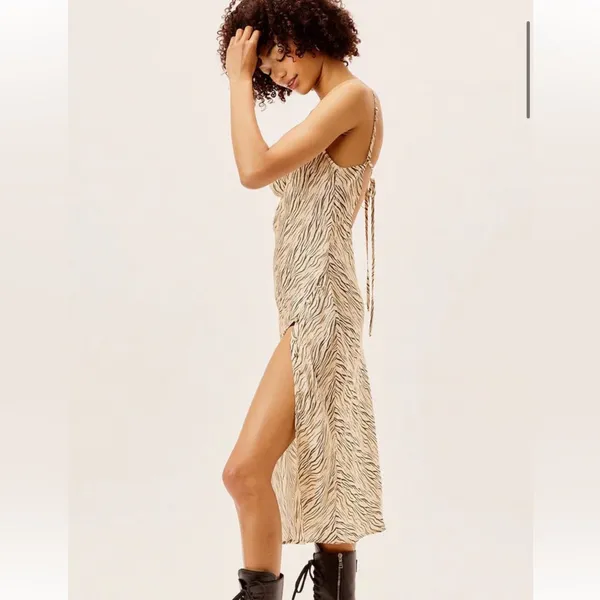 For Love & Lemons Joselyn Slip Midi Dress in Zebra Tiger Print size Small $135 - Image 6