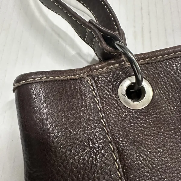 Fossil Shoulder Bag Womens Small Brown Leather Double Strap Key Charm Lined - Image 2