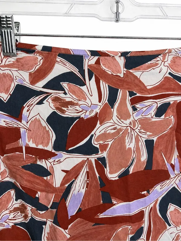 NWT Nine West Floral Asymmetrical Midi Skirt Women’s Large Rayon Ruffle Hem - Image 4