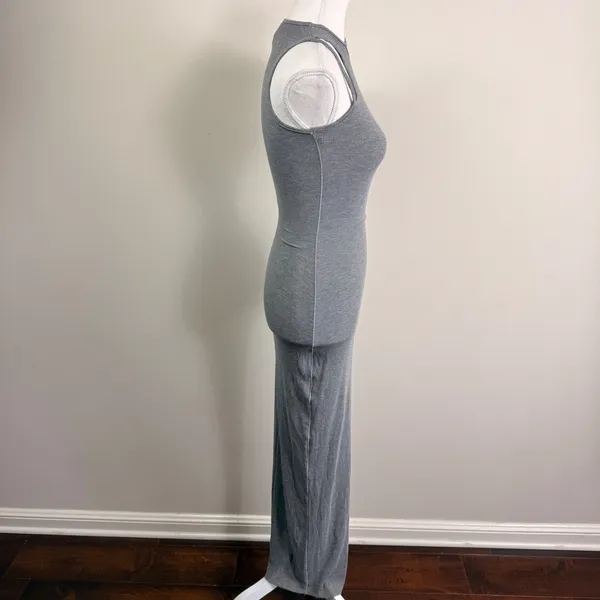 SKIMS Soft Lounge Rib Cutout Nightgown Heather Grey XXS Sleeveless Maxi Dress - Image 3