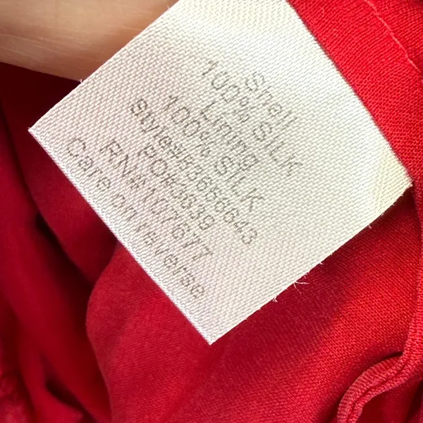 Alice‎ + Olivia Red 100% Silk Mini Dress Ruffle Hem Spaghetti Strap Womens Small - Image 5