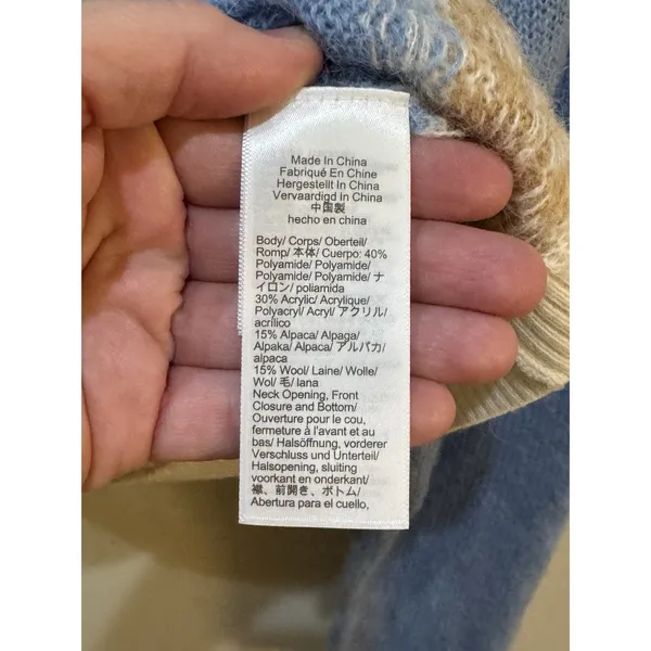 J.Crew Fair Isle Cardigan in Frosted Tundra Snow Brushed Yarn Sweater Medium - Image 7