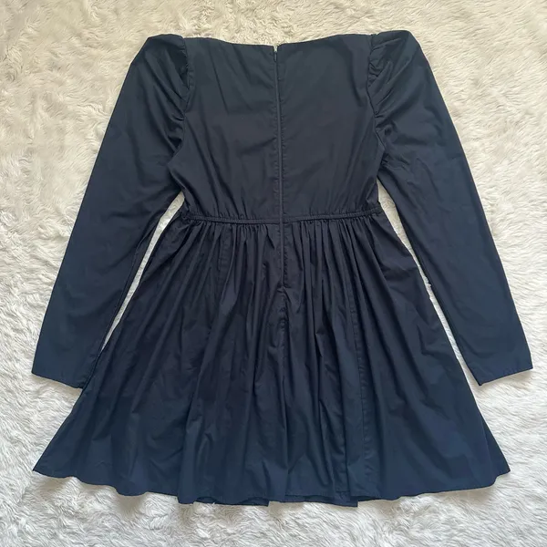 Abercrombie & Fitch Dress Long Sleeve Poplin Babydoll Mini Black Tall Sz MT - Image 3