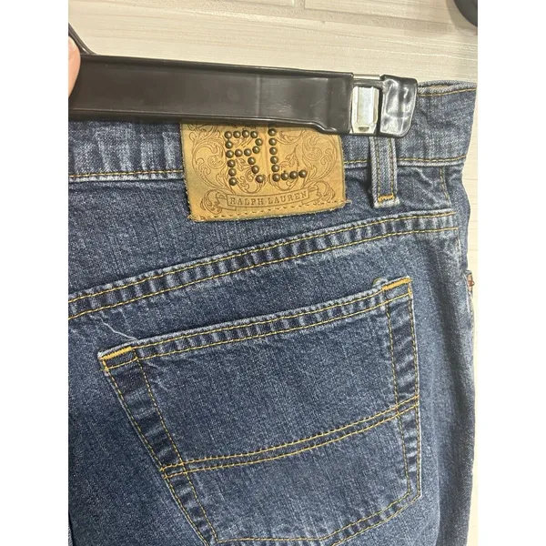 Vintage Ralph Lauren Kelly Cotton Denim Blue Jean 8 X 32 Studded RL Patch Y2K - Image 5
