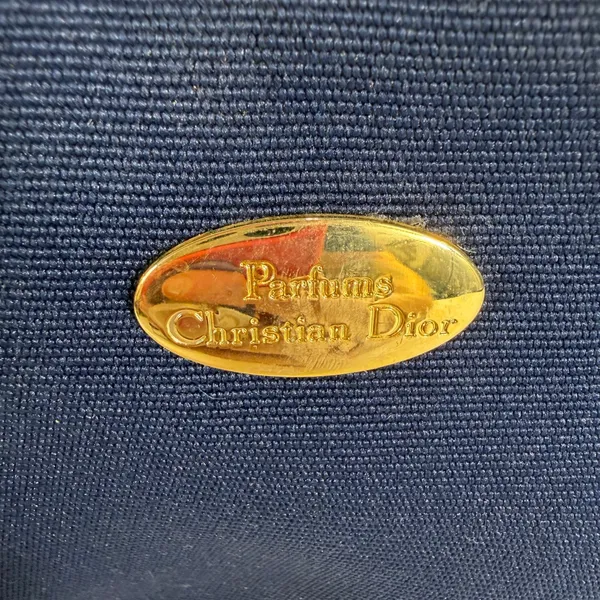Vintage Christian Dior Parfums Cosmetic Make Up Bag Pouch Canvas Navy‎ Blue - Image 3