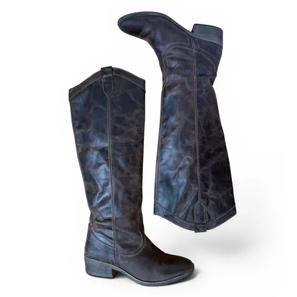 Steve Madden P-Manor Brown Leather Boots Tall Riding Western Women's Size 8 - Image 4