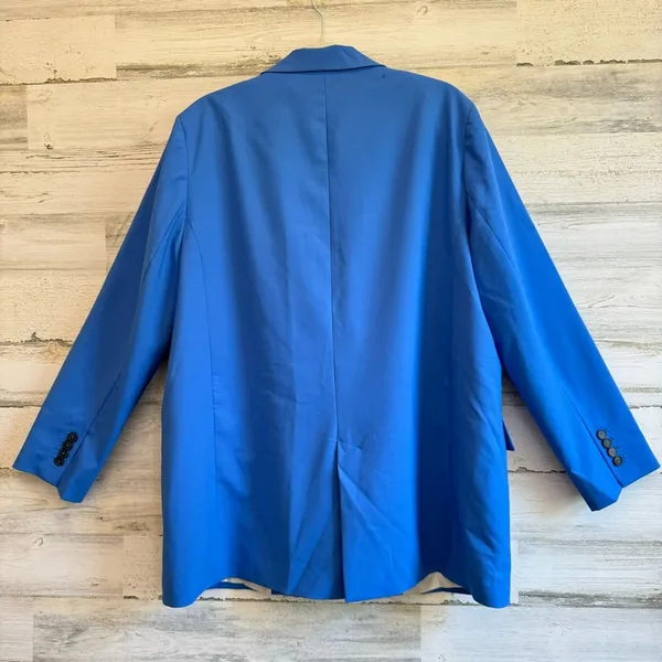 Zara Women's XXL Classic Single Breasted‎ Longline Oversized Blazer Jacker Blue - Image 2