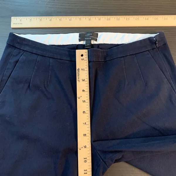 J Crew Martie Slim Cropped Pants Navy‎ Side Zip B8521 Womens 10 Office Preppy - Image 6