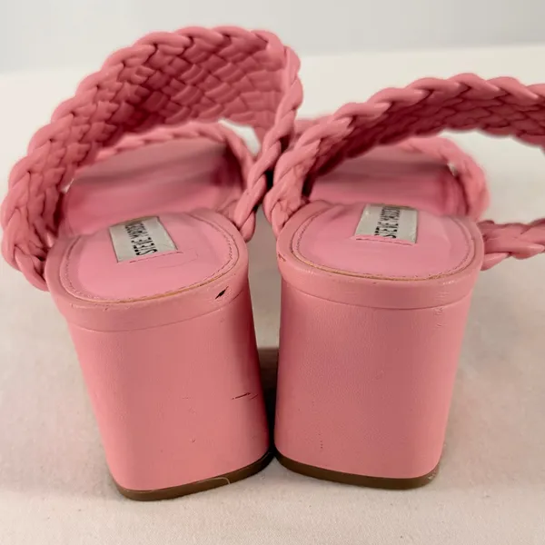 Steve‎ Madden Daphne Braided Double Strap Block Heel Sandals in Bubblegum Pink 9 - Image 6