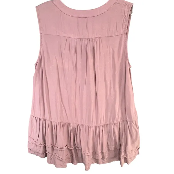 Entro Tunic Tank‎ Top Womens S Pink Sleeveless Button Down Tiered Soft Babydoll - Image 5