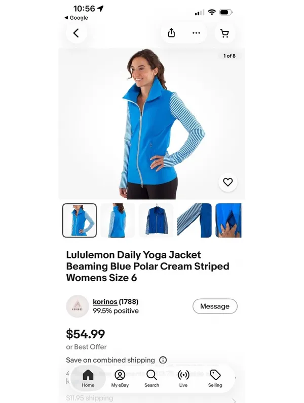 Lululemon Daily Yoga Blue Striped Full Zip Jacket Size 8 - Image 6