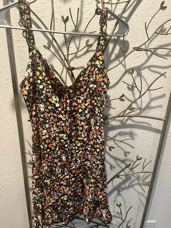 90s black floral dress - Image 2