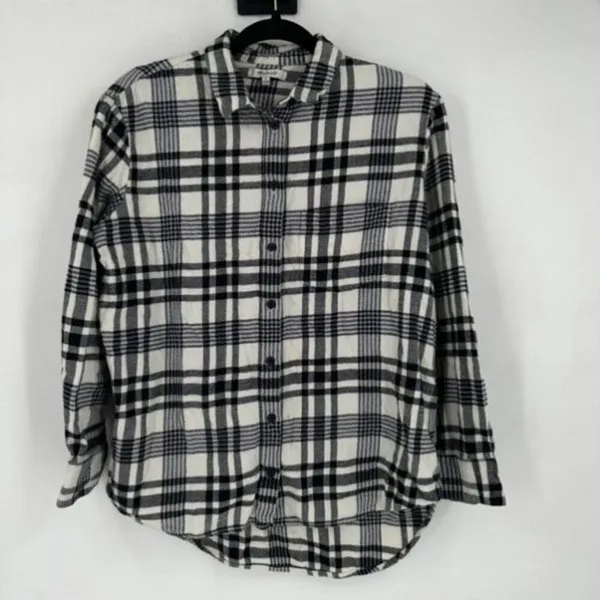 Madewell‎ Flannel Oversized Ex-Boyfriend Shirt Romana Plaid Small Button Down - Image 3