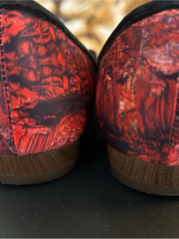 Christian Siriano Red and Black Peep-Toe Flats. Ballerina Open toe EUC - Image 7