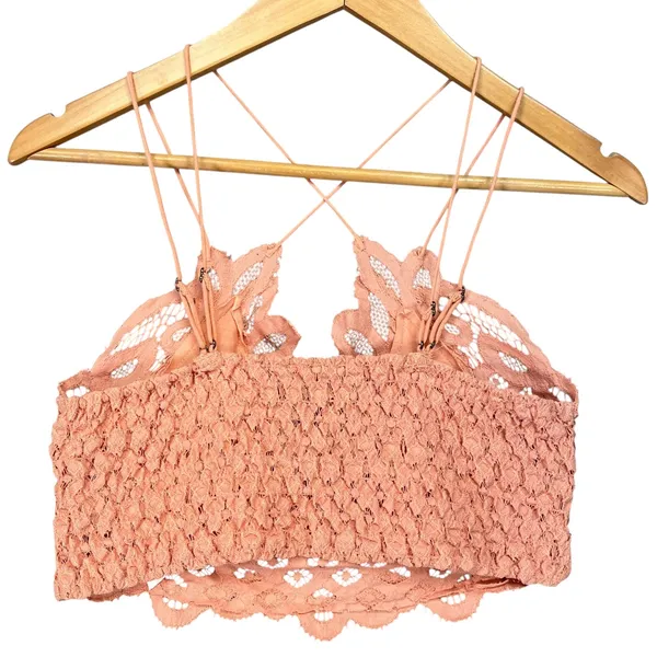 FP One‎ Blush Lace Bralette Top Strappy Back Crochet Boho Festival Medium - Image 2
