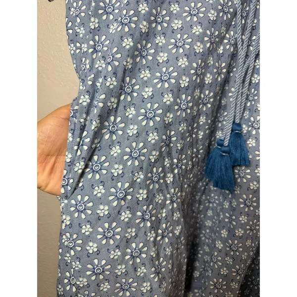 Roller Rabbit Wythe Cover-Up Tunic Dress Blue Floral Tassel XXS Cotton - Image 9