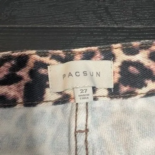 PacSun Womens Leopard Print Denim Mini Skirt Size 27 Animal Print Brown Tan - Image 2