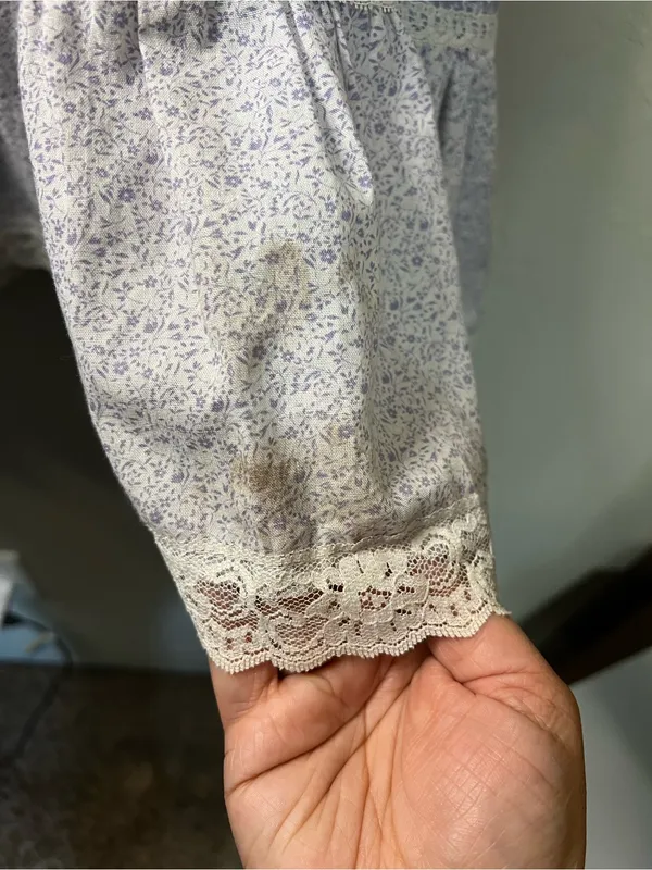 JCPenney Vintage 70s Lilac Floral Prairie Lace Trim Button Front Midi Skirt - Image 10