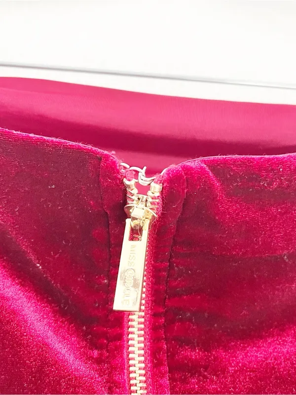 Miss Circle Victoria Red Velvet Strapless Holiday Party Mini Dress - Image 7