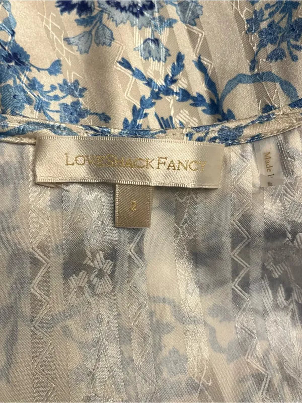 LoveShackFancy Kenya Ruffled White and Blue Floral Maxi Dress Size 2 - Image 8