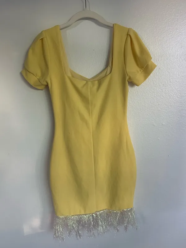 Yellow tinsel statement dress - Image 3