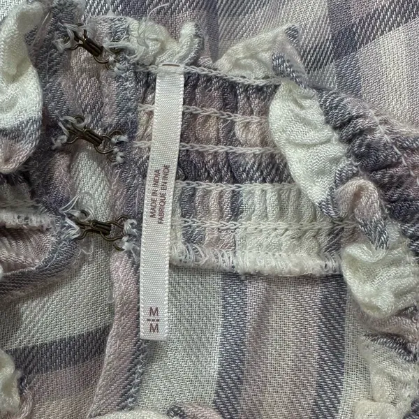 Free People Charlie Plaid Ruffle Blouse Top Women’s Medium - Image 3
