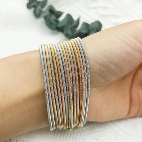 NEW‎ 2 mm Gold Plated Stainless Steel 316L Stackable Guitar String Bracelets - Image 6