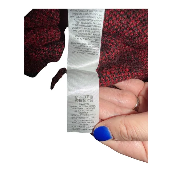 Lucky Brand Red/Black Buffalo Plaid Wool Blend Sweater, Small - Image 4