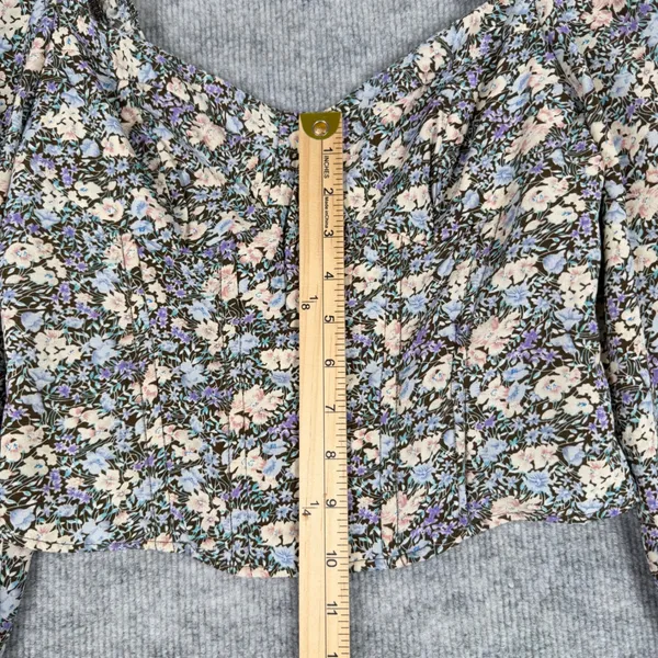 ASTR The Label Size-M Crop Top Brown Peach Floral Smocked Corset - Image 5