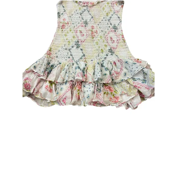 Loveshackfancy RARE Cottagecore Ruffled White Violet Mini Dress in Magic Light - Image 4