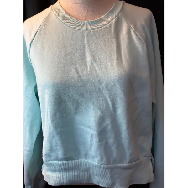 Colsie Mint Light‎ Blue Cropped Sweatshirt Womens Small Raglan Sleeve Crew Neck - Image 5