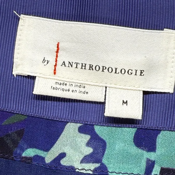 Anthropologie Mini Dress Floral Print Long‎ Sleeve Casual Blue Green M - Image 6