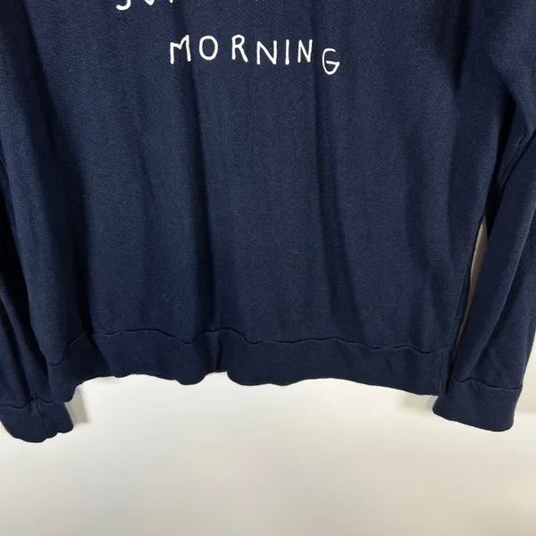 Sundry Anthropologie Easy Like Sunday Morning Sweatshirt Navy Blue Size‎ 1 Small - Image 3