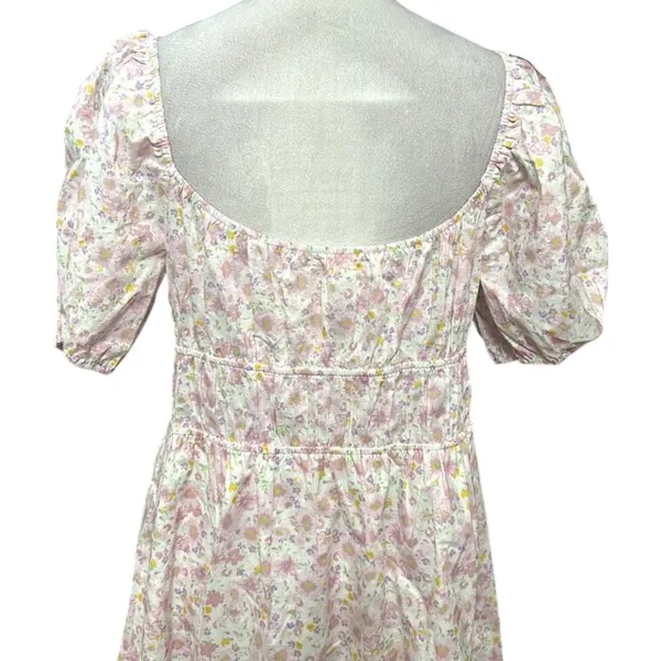 Elodie Pullover Mini Dress Floral Print Puff Sleeve Low Back Pink Size XL NWOT - Image 5