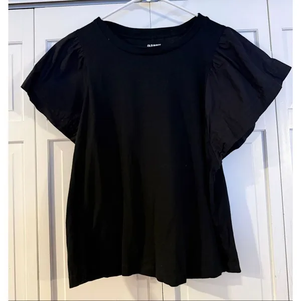 Old navy black flutter sleeve combo top size large - Image 3