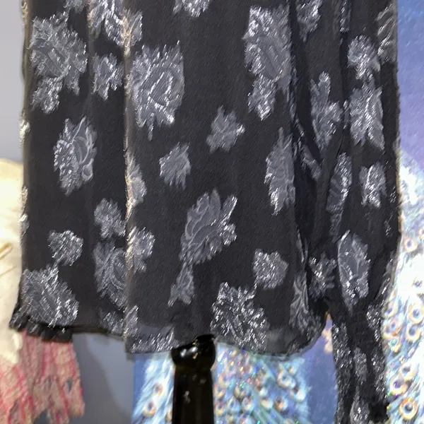 Size 4 Black Metallic High Neck Blouse - Image 3