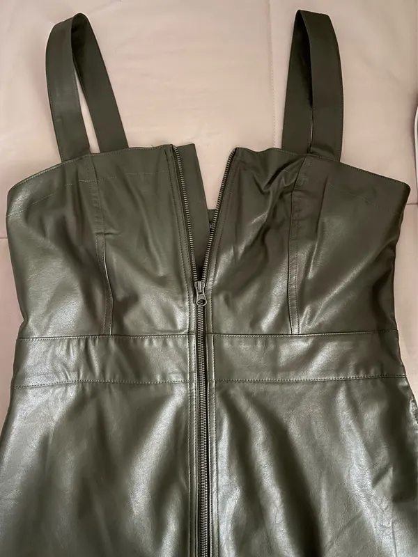 Green Pleather Dress Size M - Image 2