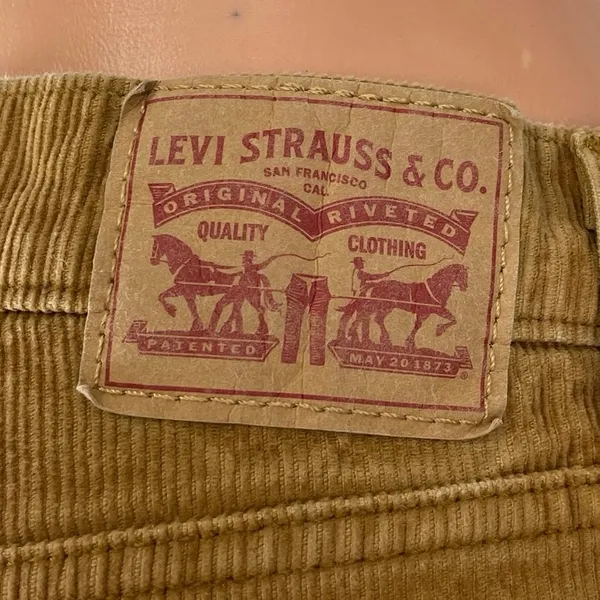 Levi's 94 Baggy Women's Tan Corduroy High Rise Wide Leg Trousers Pants Size M - Image 4