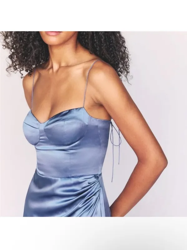 Reformation Elegant Blue silk Dress NEW - Image 2