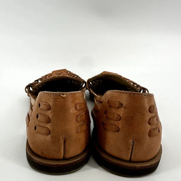 Nisolo Huarache Sandals Slip On Closed Toe Woven Leather Boho Almond Tan 9 - Image 5