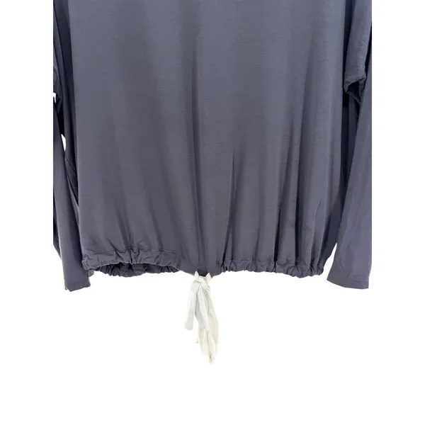 Eberjey Gisele Slouchy Top Charcoal Gray Tencel Modal Drawstring Hem Long Sleeve - Image 2