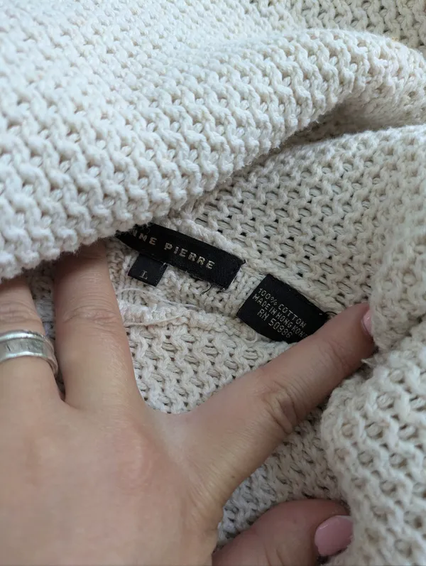 Jeanne Pierre Cowl Neck Cable Knit Sweater Size Large - Image 3